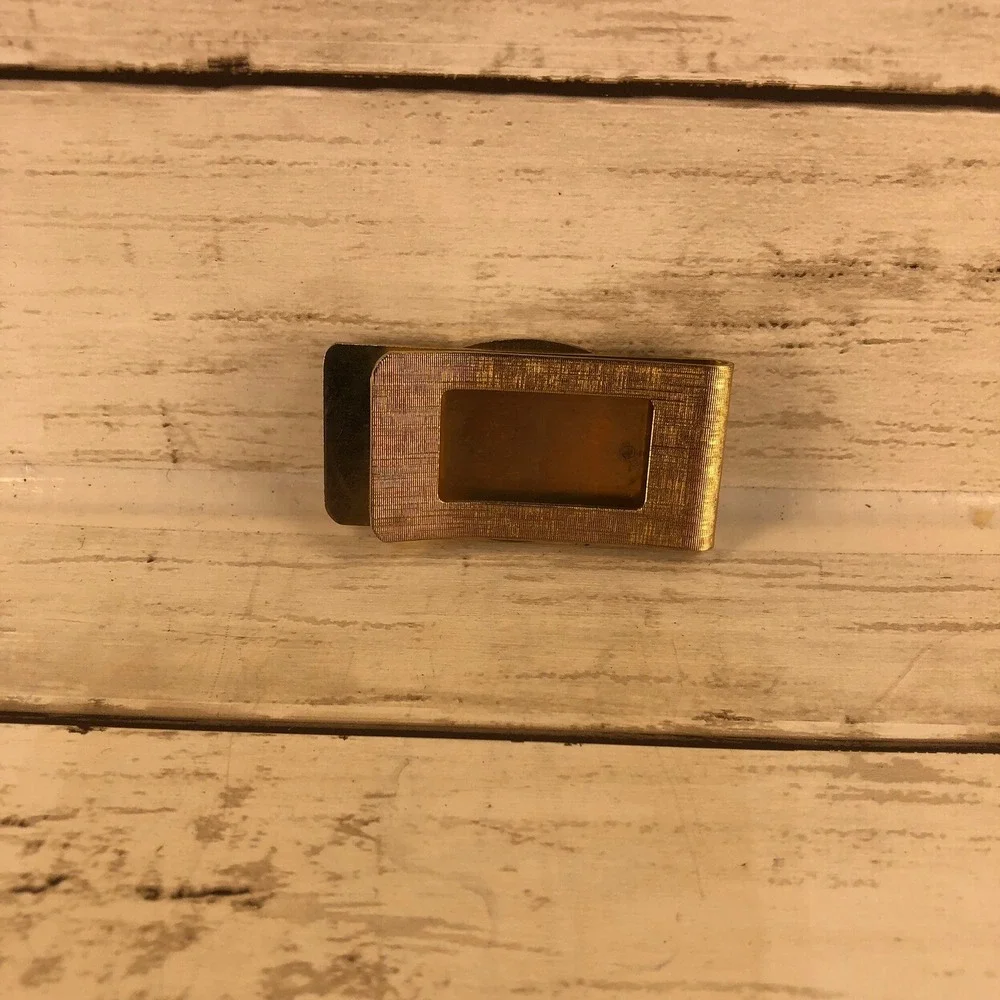 Vintage 1930 Buffalo Nickel Money Clip Gold Tone Textured Western Coin Accessory
